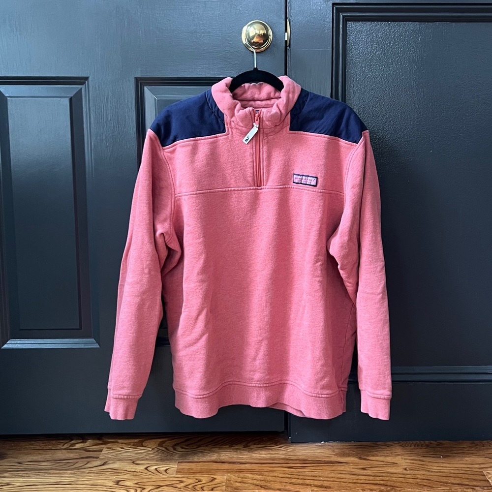 Vineyard vines mens large quarter zip salmon